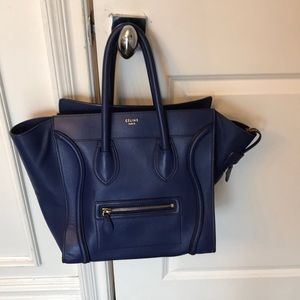 Large blue original Celine luggage tote